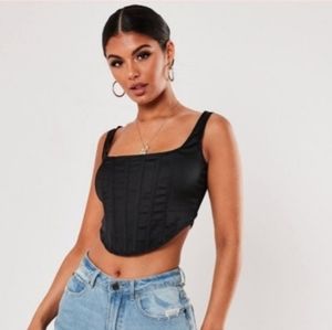 missguided black satin corset top